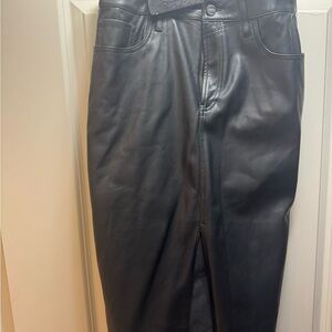 Express Black Leather Skirt with Silver Button